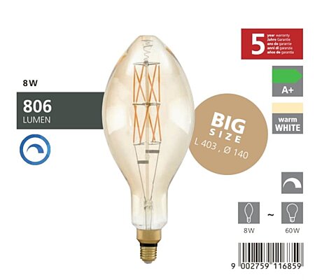 Stmievateľná LED žiarovka Eglo 11685 Big Size E27 40cm