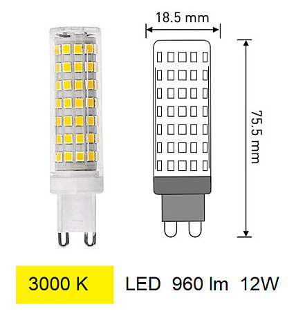 12W LED žiarovka G9 GTV LD-G9P12W0-30 teplá biela 960lm