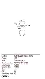Montážny list Stolná LED lampička UBIS 01-2236 CCT Ø 20cm, Redo Group