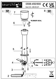 Montážny list Vonkajší stĺpik 0598-900GY 90cm Searchlight