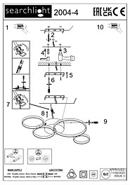 Montážny list Stropné LED svietidlo Searchlight 2004-4CC chróm